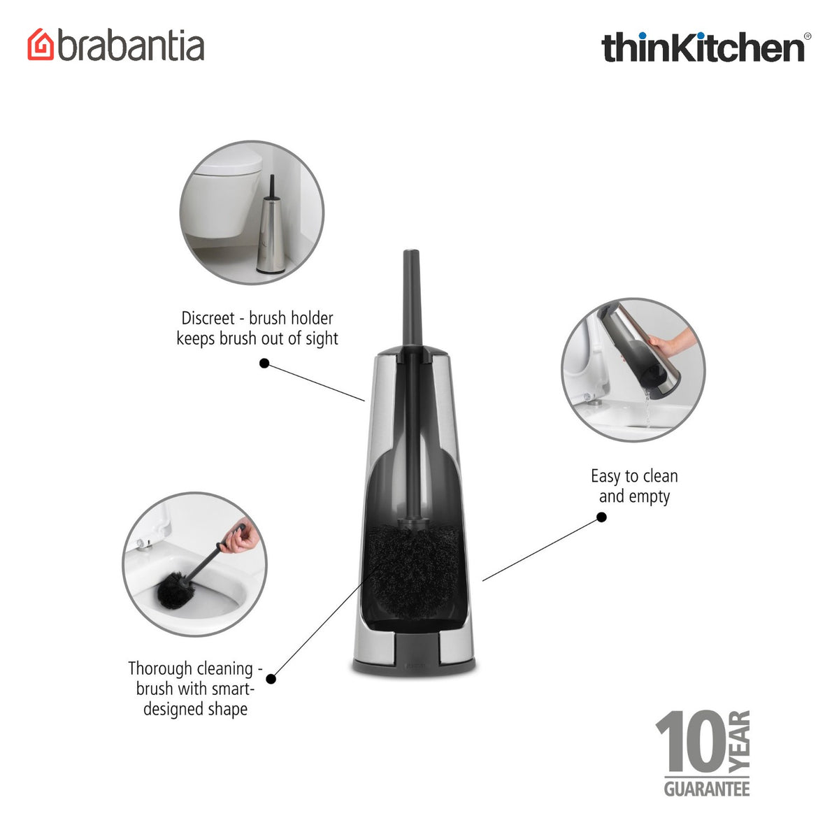 Brabantia Renew Toilet Brush And Holder - Matt Steel
