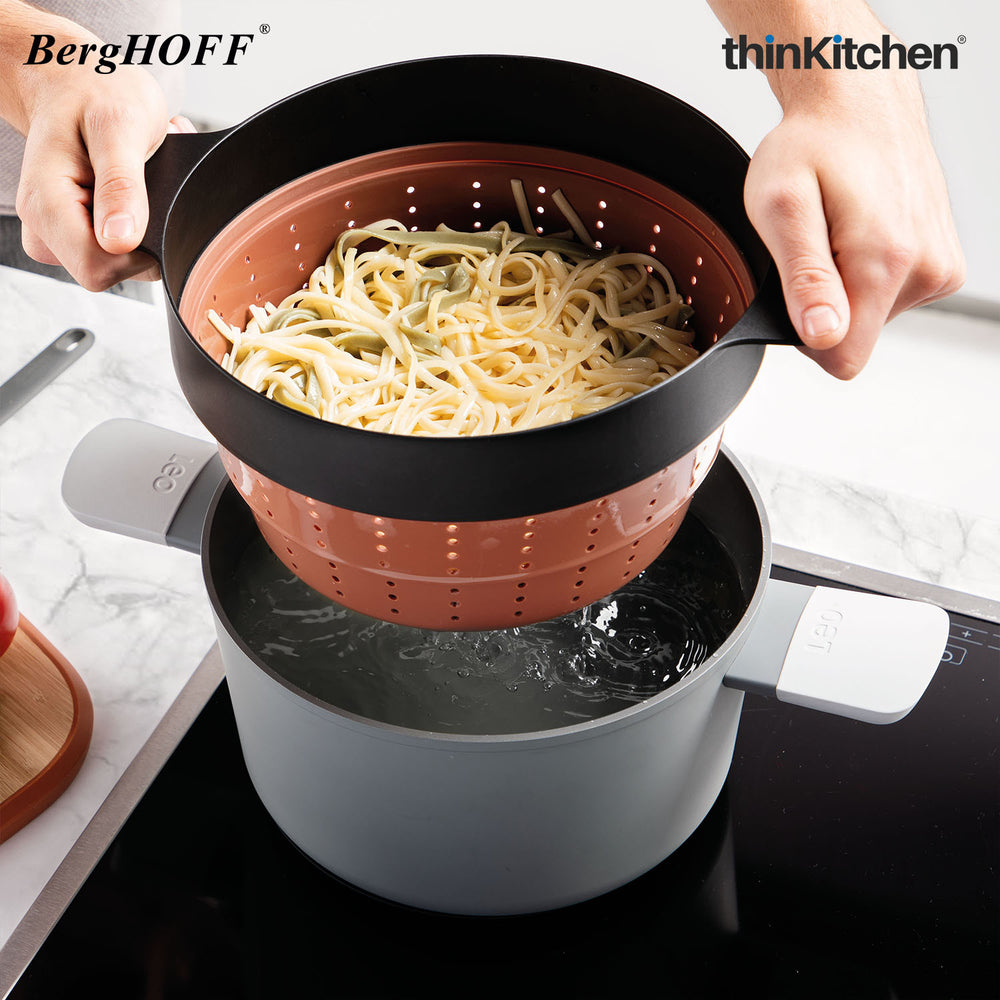 BergHOFF Leo 2 In 1 Steamer And Strainer Pink Grey