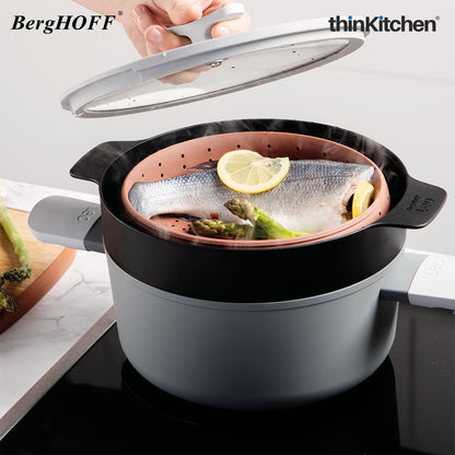Berghoff Leo 2 In 1 Steamer And Strainer Pink Grey
