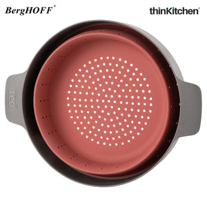 BergHOFF Leo 2-In-1 Steamer And Strainer, Pink & Grey