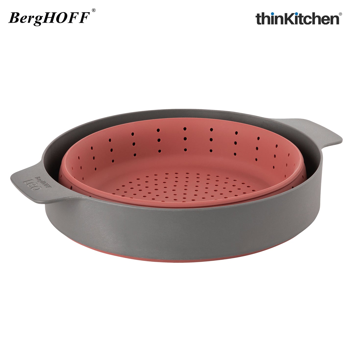 Berghoff Leo 2 In 1 Steamer And Strainer Pink Grey