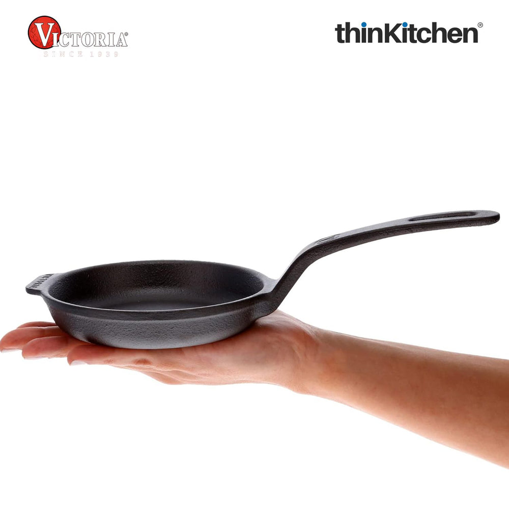 Victoria Pre-Seasoned Cast Iron Skillet 4.7" | Premium Mini Frying Pan For Eggs, Baking & Desserts