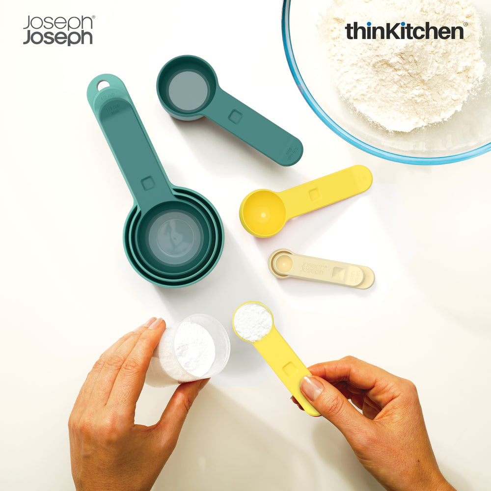 Joseph Joseph International Plastic Measuring Cups 8 Pcs Set for Baking, Cooking – Nest, Opal |Compct, Snap-Together Handles
