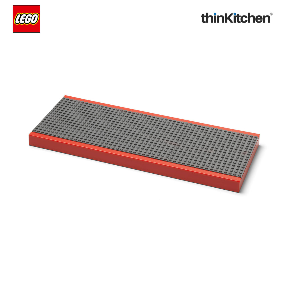 Lego Decorative Floating Wall Shelf with 3 Baseplates (Grey & Red) | 15 x 6 Inch Storage Shelf for Kids Bedroom & Playroom