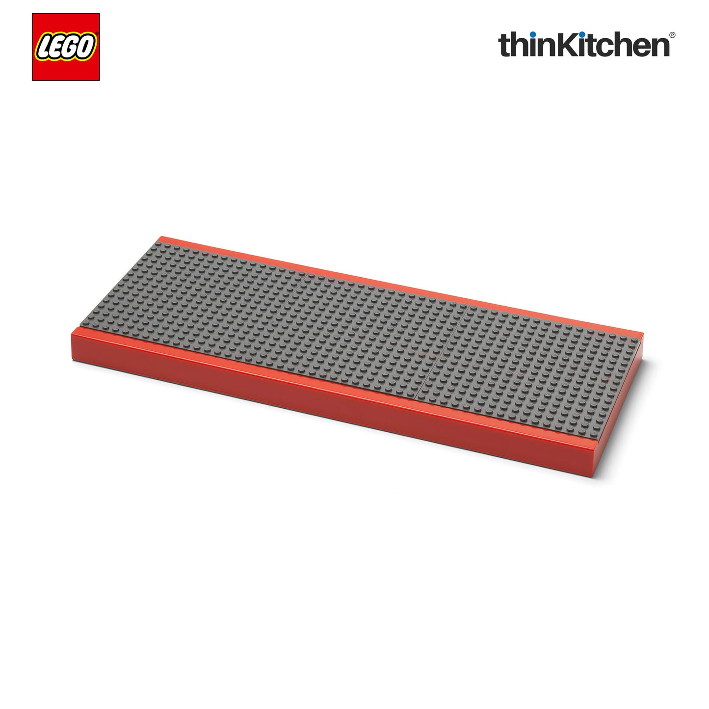 Lego Decorative Floating Wall Shelf with 3 Baseplates (Grey & Red) | 15 x 6 Inch Storage Shelf for Kids Bedroom & Playroom