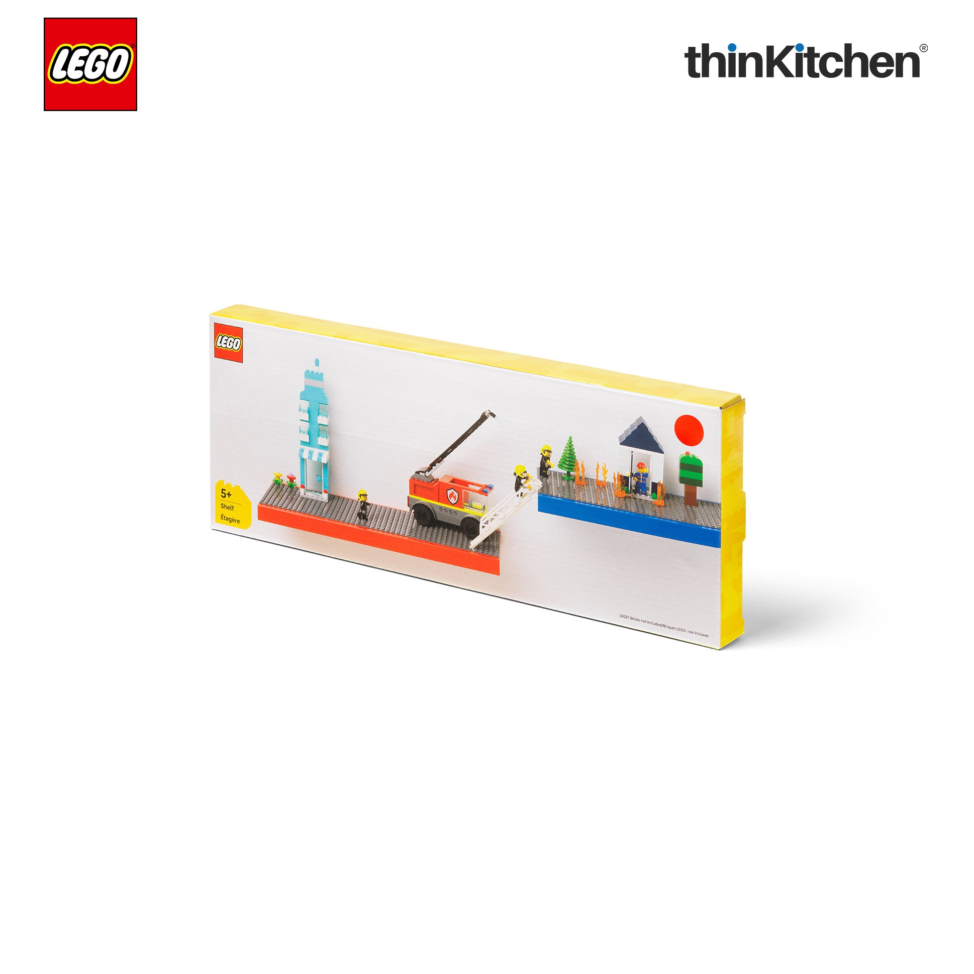 Lego Decorative Floating Wall Shelf with 3 Baseplates (Grey & Red) | 15 x 6 Inch Storage Shelf for Kids Bedroom & Playroom - 4