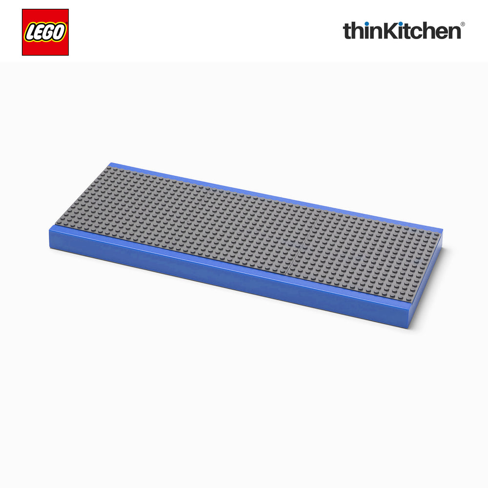 Lego Decorative Floating Wall Shelf with 3 Baseplates (Grey & Blue) | 15 x 6 Inch Storage Shelf for Kids Bedroom & Playroom