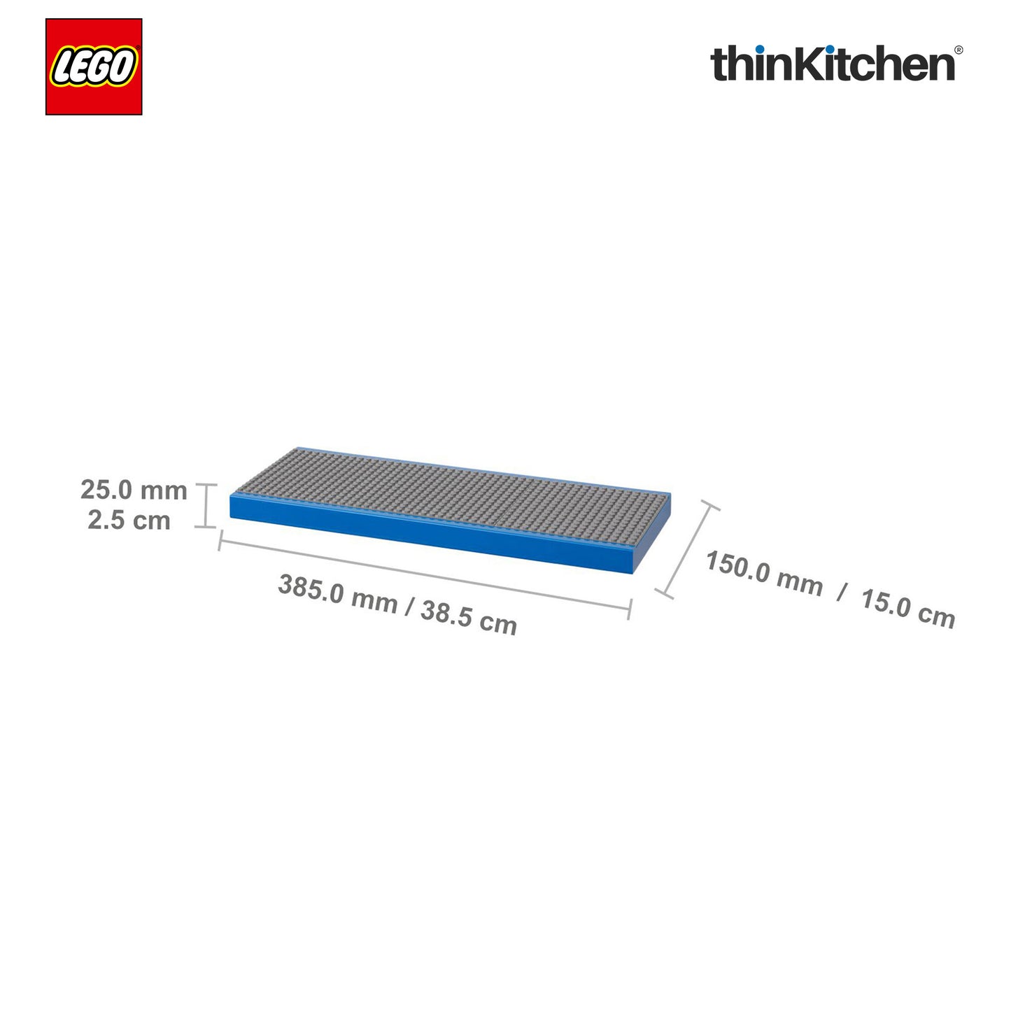 LEGO Decorative Floating Wall Shelf with 3 Baseplates (Grey & Blue) | 15 x 6 Inch Storage Shelf for Kids Bedroom & Playroom