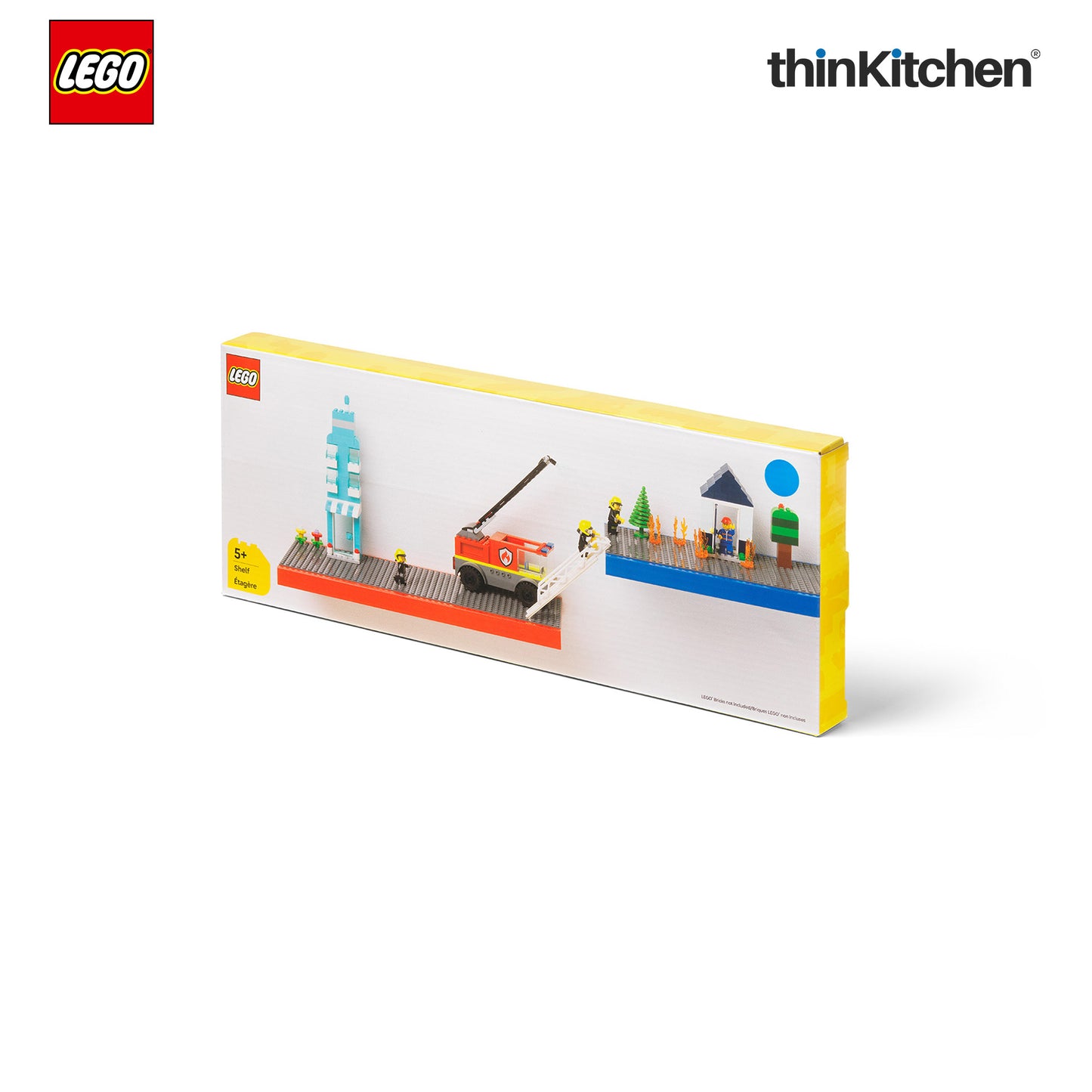 LEGO Decorative Floating Wall Shelf with 3 Baseplates (Grey & Blue) | 15 x 6 Inch Storage Shelf for Kids Bedroom & Playroom