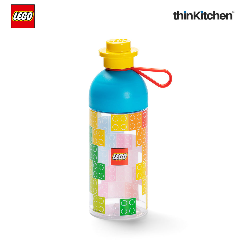 Lego Transparent Kids Drinking Water Bottle 500ml with Twist Cap Lid & Carry Loop | BPA Free School Bottle for Boys & Girls