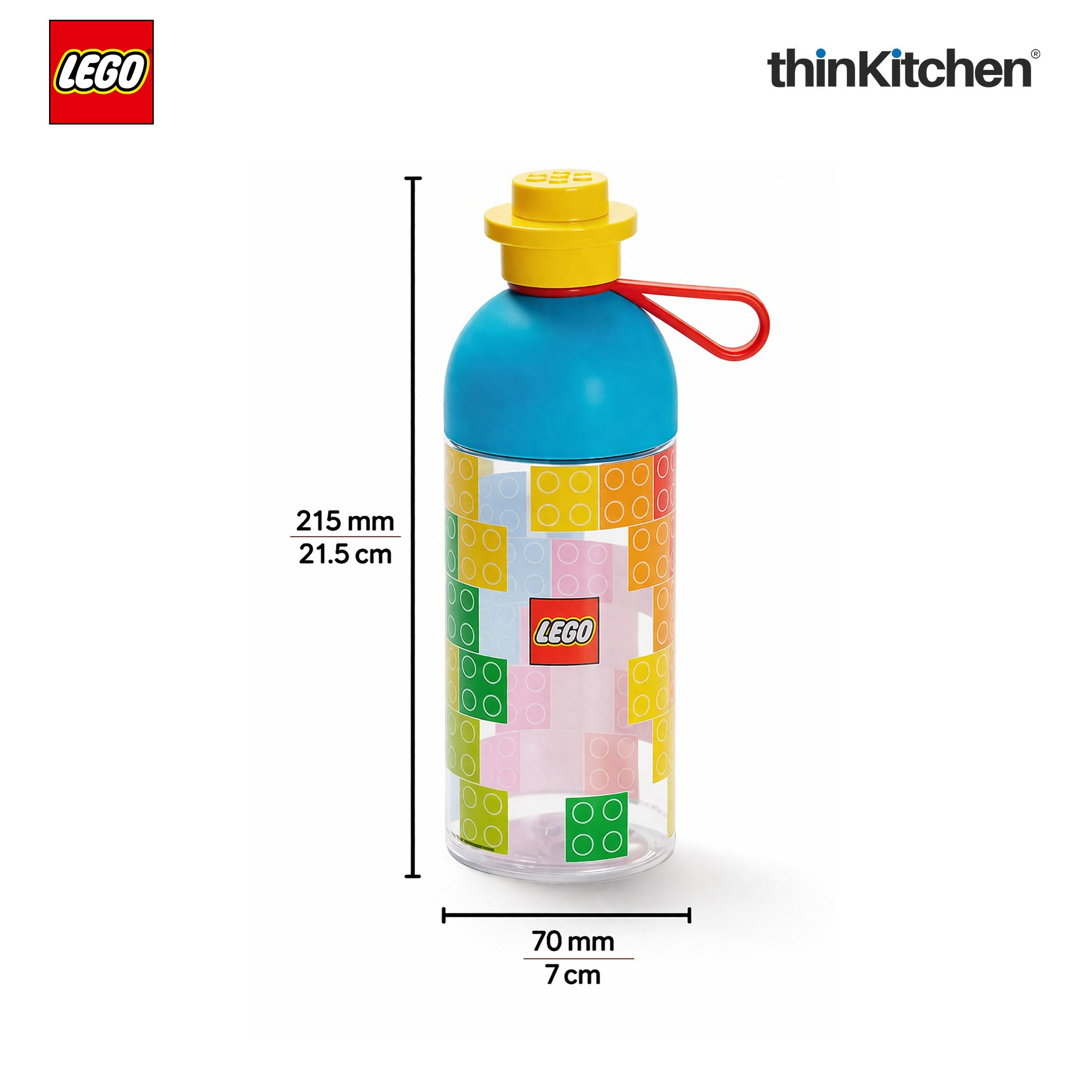 Lego Transparent Kids Drinking Water Bottle 500ml with Twist Cap Lid & Carry Loop | BPA Free School Bottle for Boys & Girls - 2