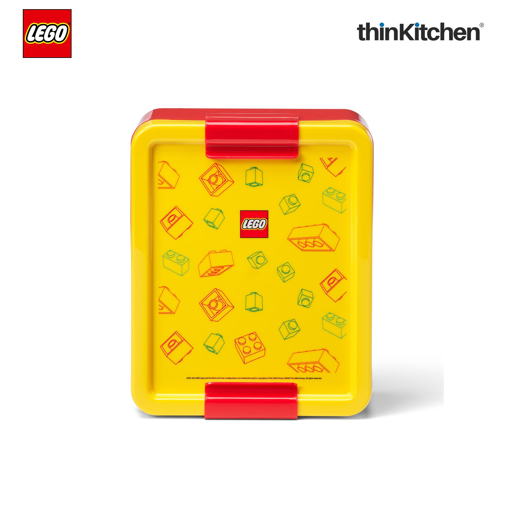 Brick Art Line Series Kids Lunch Box with Divider 1.7L (Red & Yellow)  | BPA Free Kids Lunch Box for School, Snack Box, Travel Lunchbox for Kids & Adults - 1