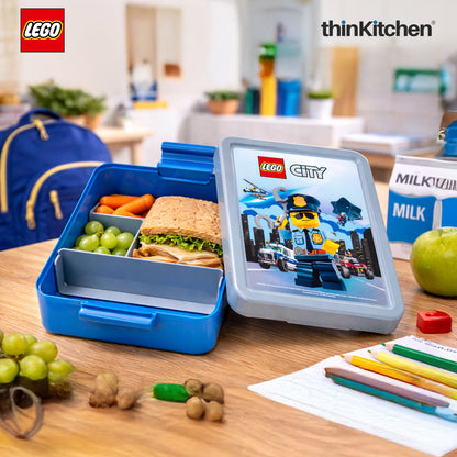 LEGO City Series Kids Lunch Box with Divider 1.7L (Blue & Grey) |BPA Free, Lunch Box for School, Snack Box, Travel Lunch Box