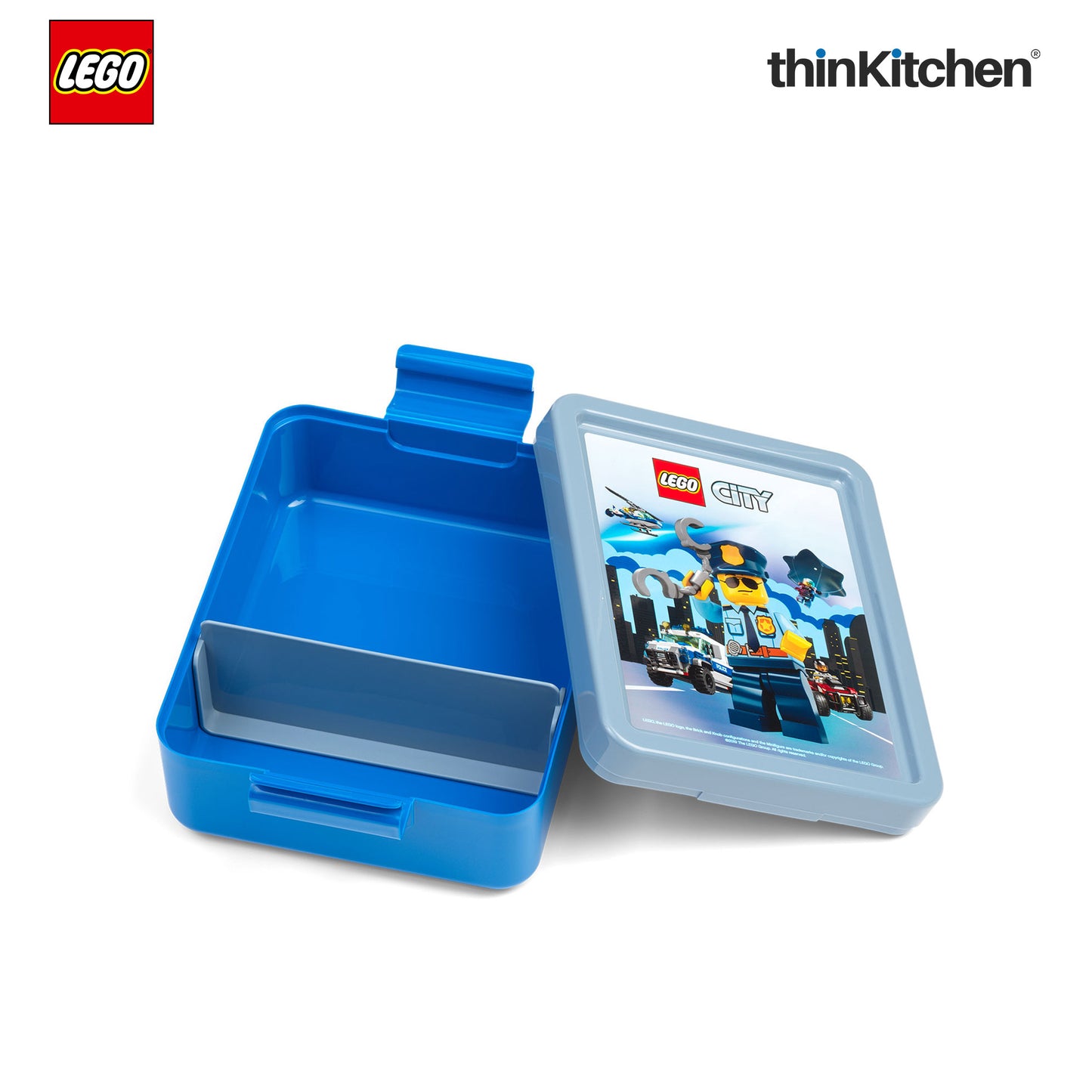 LEGO City Series Kids Lunch Box with Divider 1.7L (Blue & Grey) |BPA Free, Lunch Box for School, Snack Box, Travel Lunch Box