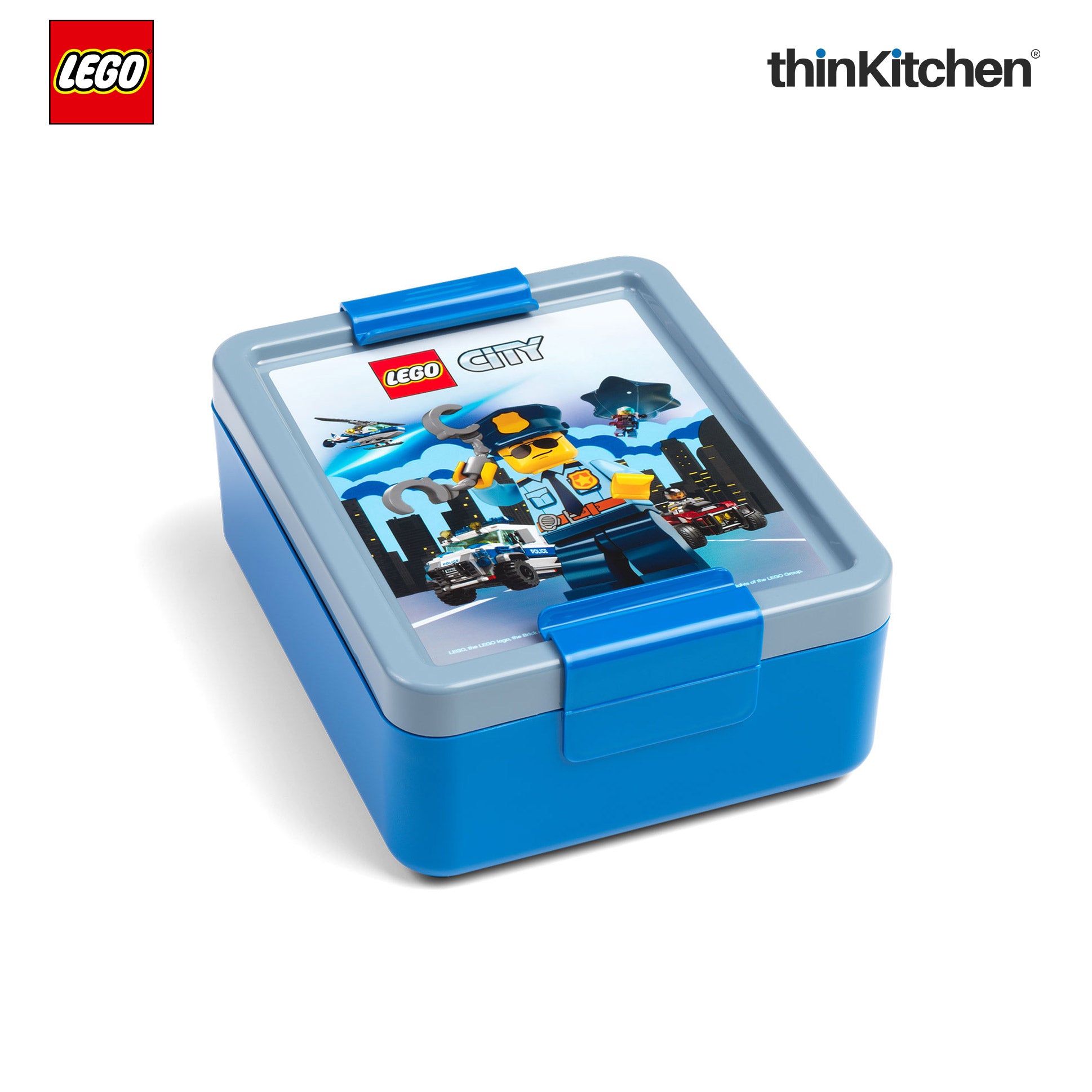 LEGO City Series Kids Lunch Box with Divider 1.7L (Blue & Grey) |BPA Free, Lunch Box for School, Snack Box, Travel Lunch Box - 1