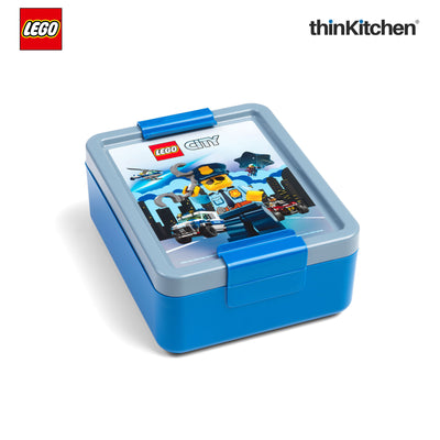 Lego City Series Kids Lunch Box with Divider 1.7L (Blue & Grey) |BPA Free, Lunch Box for School, Snack Box, Travel Lunch Box