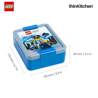 LEGO City Series Kids Lunch Box with Divider 1.7L (Blue & Grey) |BPA Free, Lunch Box for School, Snack Box, Travel Lunch Box