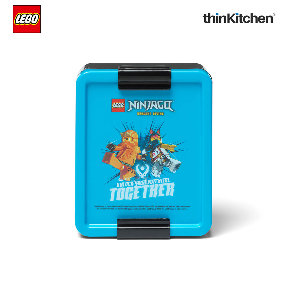Lego Ninjago Series Kids Lunch Box with Divider 1.7L (Blue & Black) | BPA Free, Kids Lunch Box for School, Snack Box, Travel Lunchbox