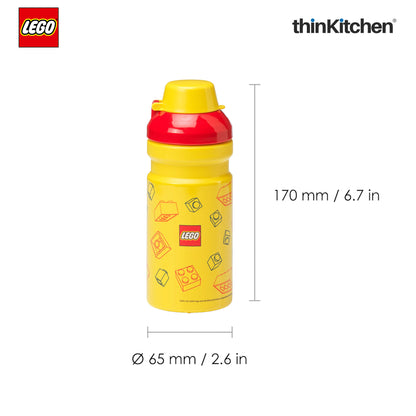 Lego Brick Art Line Series Kids Water Bottle 390ml with Flip Top Covered Spout | BPA Free, Leak Resistant Small School Bottle
