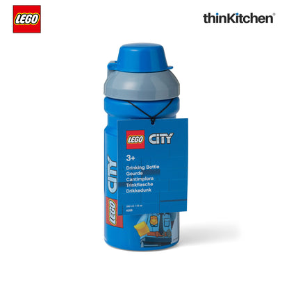 Lego City Series Kids Water Bottle 390ml with Flip Top Covered Spout | BPA Free, Leak Resistant Small School Bottle