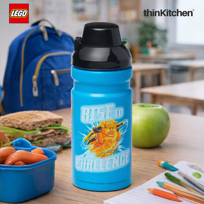 Lego Ninjago Series Kids Water Bottle 390ml with Flip Top Covered Spout | BPA Free, Leak Resistant Small School Bottle