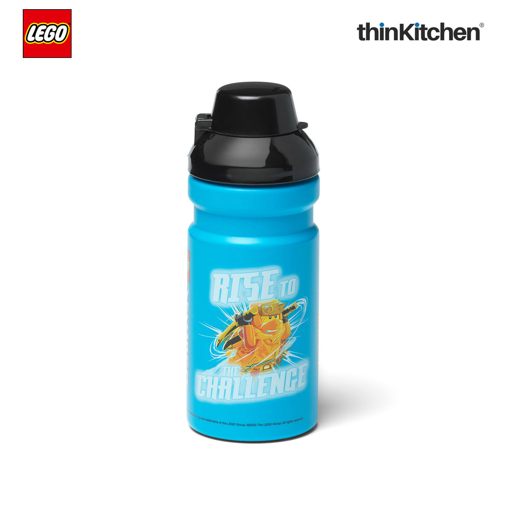 Lego Ninjago Series Kids Water Bottle 390ml with Flip Top Covered Spout | BPA Free, Leak Resistant Small School Bottle