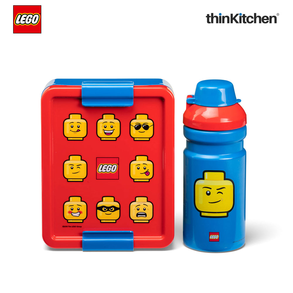 Lego Iconic Kids School Lunch Set with 390ml Water Bottle & 1.7L Lunch Box | BPA Free Travel Lunch Set for Kids & Adults