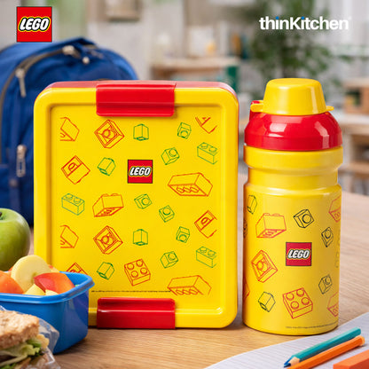 Lego Brick Art Line Series Kids School Lunch Set with 390ml Water Bottle & 1.7L Lunch Box | BPA Free Travel Lunch Set for Kids & Adults