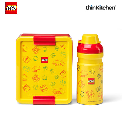 Lego Brick Art Line Series Kids School Lunch Set with 390ml Water Bottle & 1.7L Lunch Box | BPA Free Travel Lunch Set for Kids & Adults