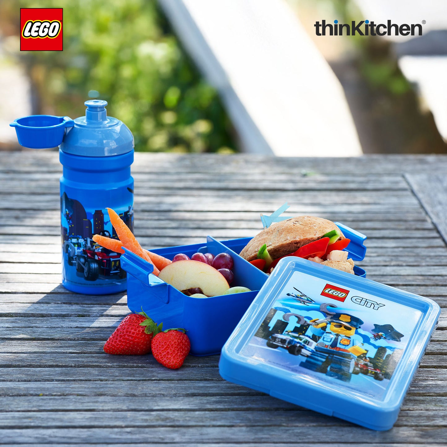 Lego City Series School Lunch Set with 390ml Water Bottle & 1.7L Lunch Box for Kids | BPA Free, Travel Lunch Set for Kids & Adults