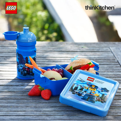 Lego City Series School Lunch Set with 390ml Water Bottle & 1.7L Lunch Box for Kids | BPA Free, Travel Lunch Set for Kids & Adults
