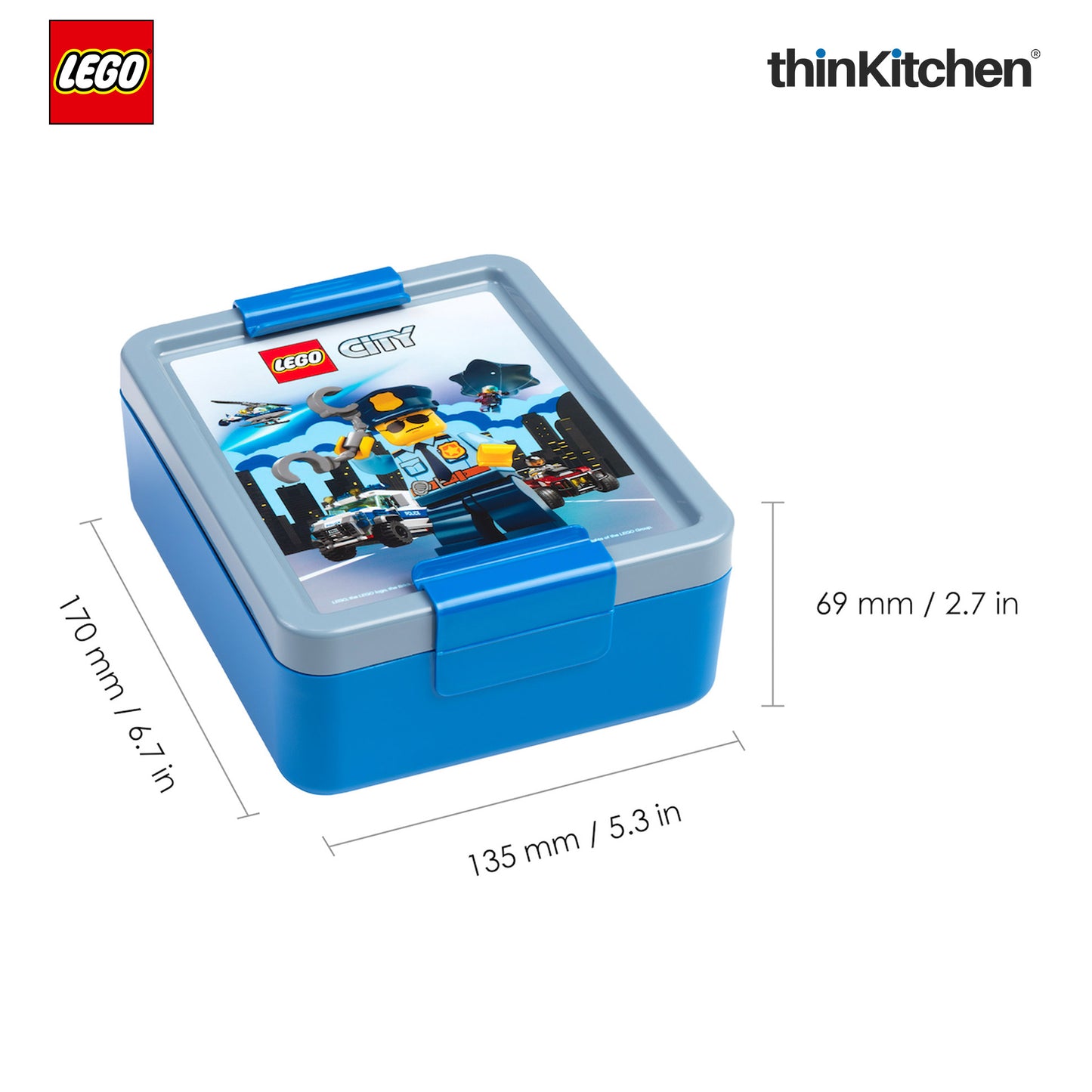 Lego City Series School Lunch Set with 390ml Water Bottle & 1.7L Lunch Box for Kids | BPA Free, Travel Lunch Set for Kids & Adults