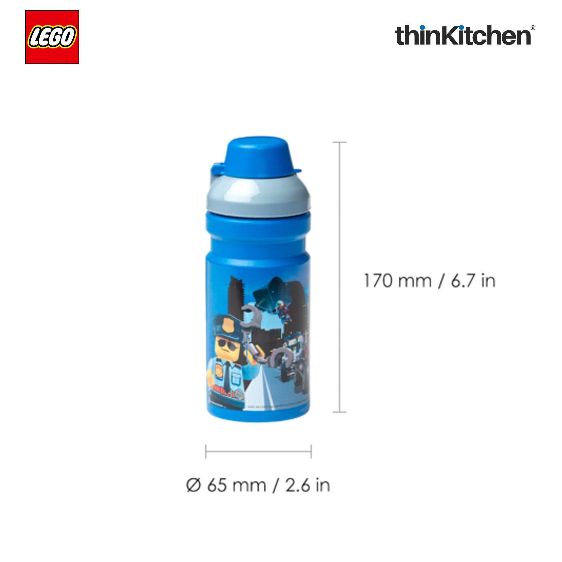 Lego City Series School Lunch Set with 390ml Water Bottle & 1.7L Lunch Box for Kids | BPA Free, Travel Lunch Set for Kids & Adults - 2