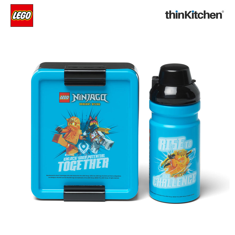 Lego Ninjago Series School Lunch Set with 390ml Water Bottle & 1.7L Lunch Box for Kids | BPA Free, Travel Lunch Set for Kids & Adults