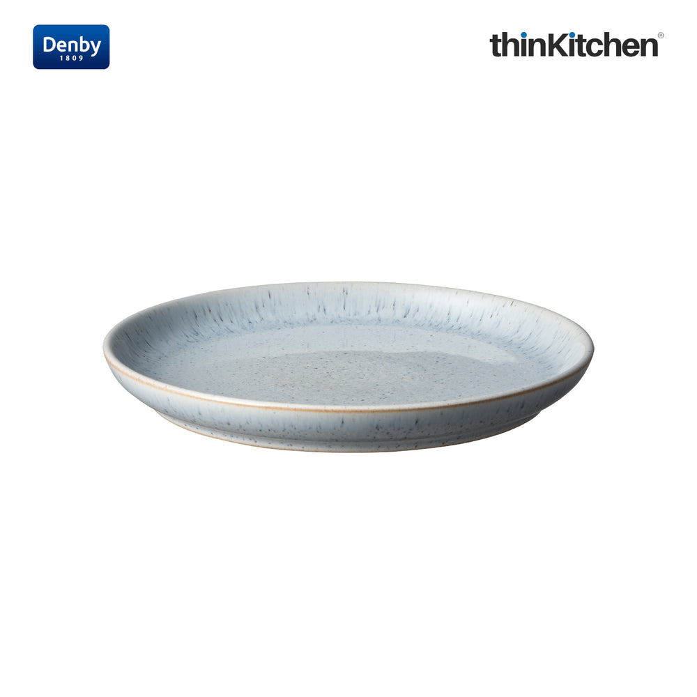 Denby 6.7" Premium Handcrafted Small Coupe Plate, Studio Blue Pebble