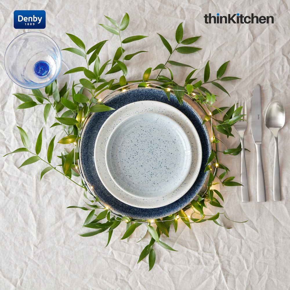 Denby 8.3" Premium Handcrafted Medium Coupe Plate, Studio Blue Pebble