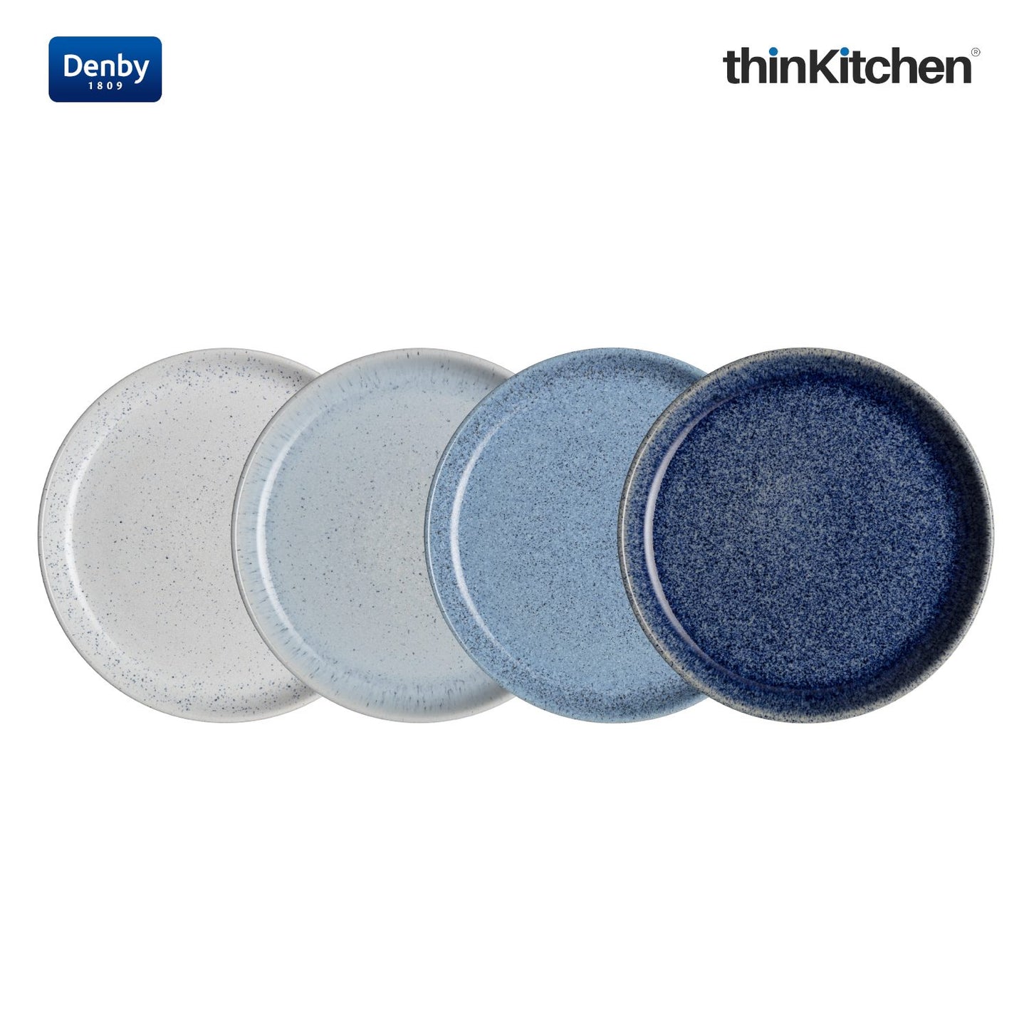 Denby Studio Blue Medium Coupe Plate Set Of 4