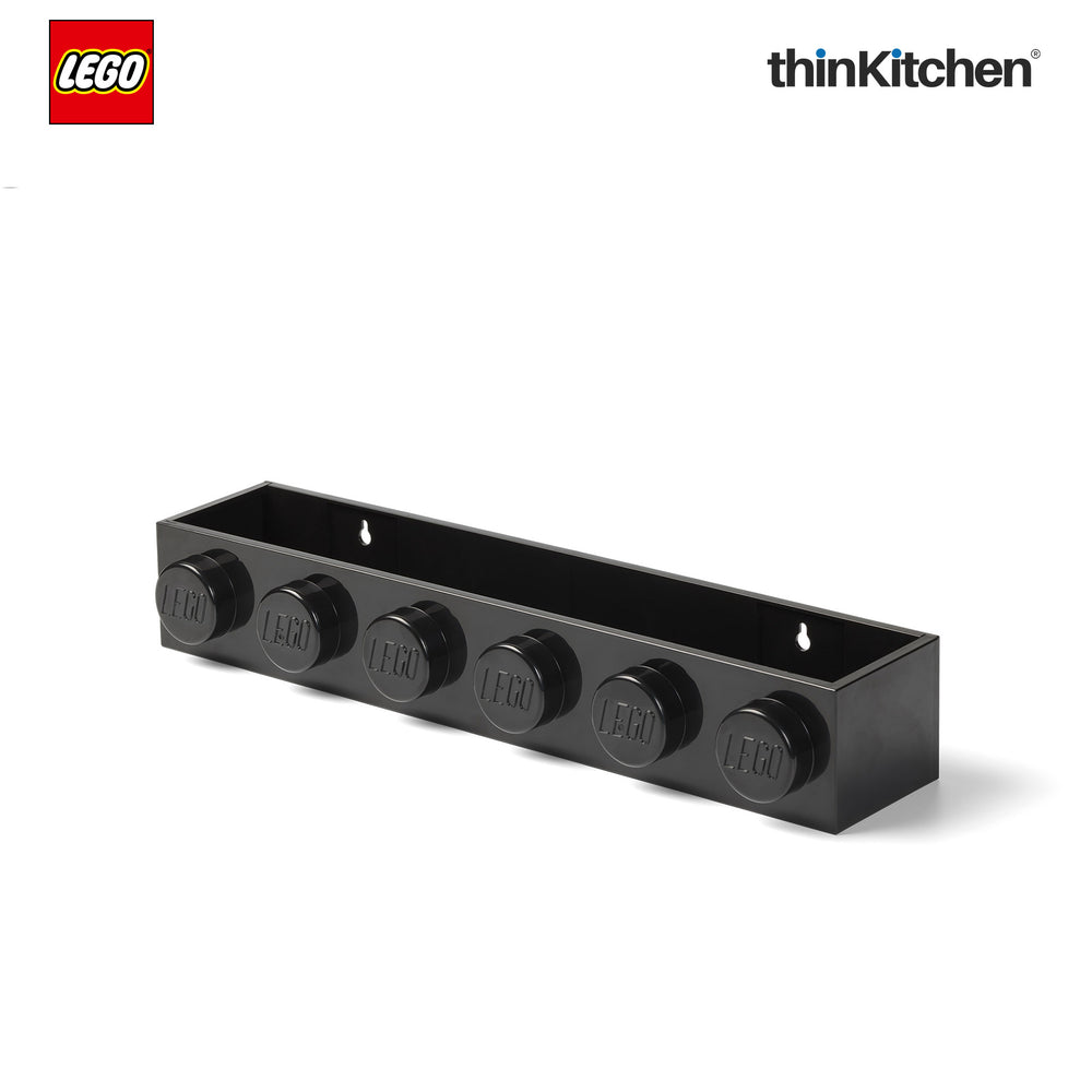 Lego Wall Mounted Book Rack, Black, 19 Inches | Decorative Book Shelf for Books and Toys