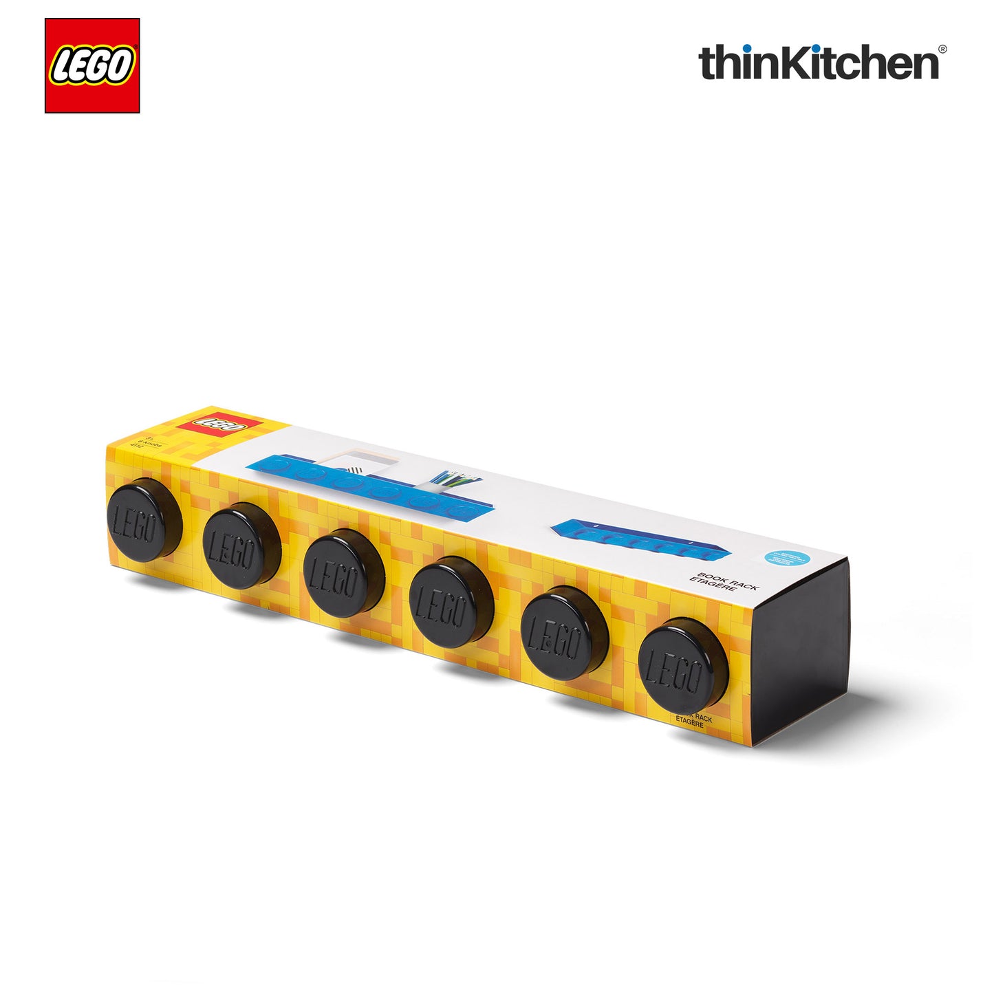 Lego Wall Mounted Book Rack, Black, 19 Inches | Decorative Book Shelf for Books and Toys