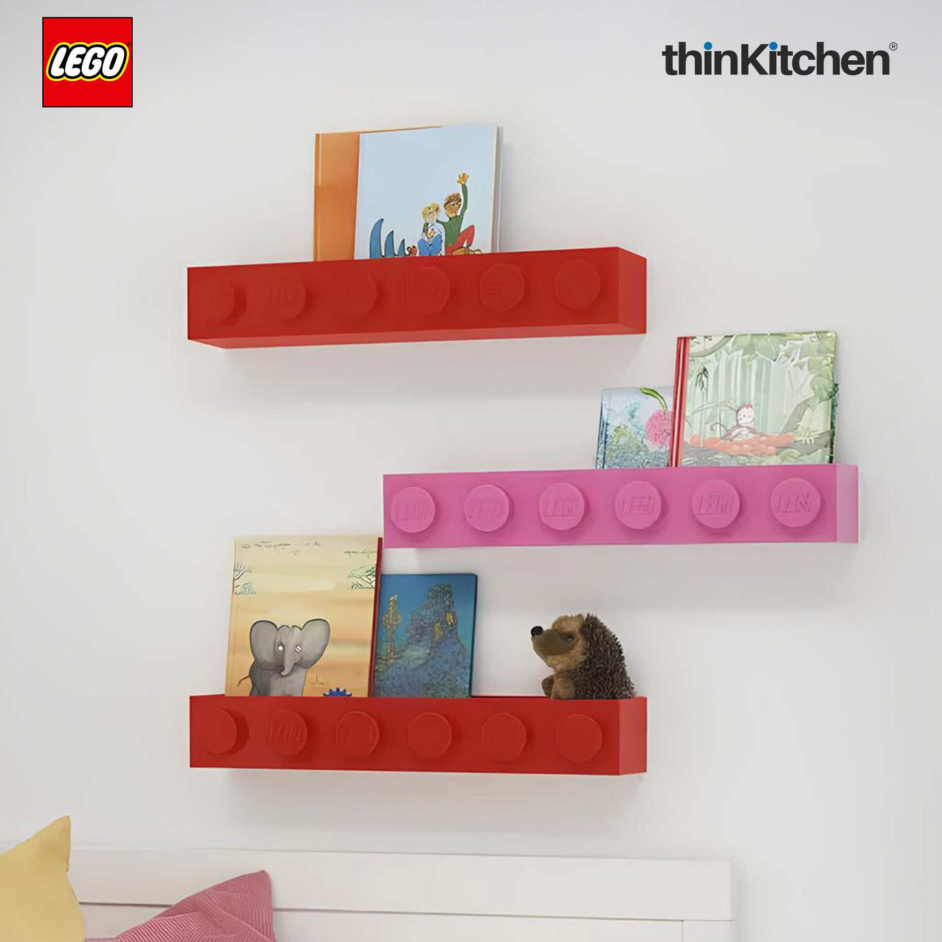 Lego Wall Mounted Book Rack White, 19 Inches | Decorative Book Shelf for Books and Toys - 4