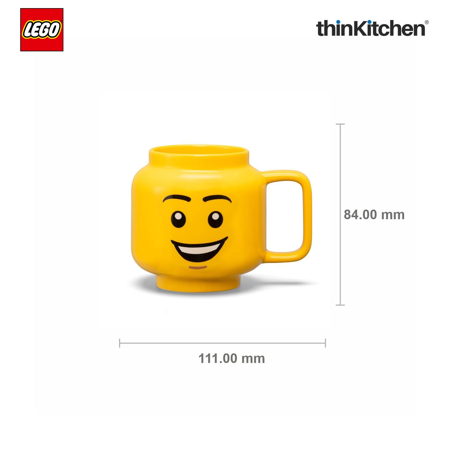 LEGO Iconic Happy Boy Ceramic Mug for Coffee, Tea, Large, 530ml | Gift Mug for Kids & Adults