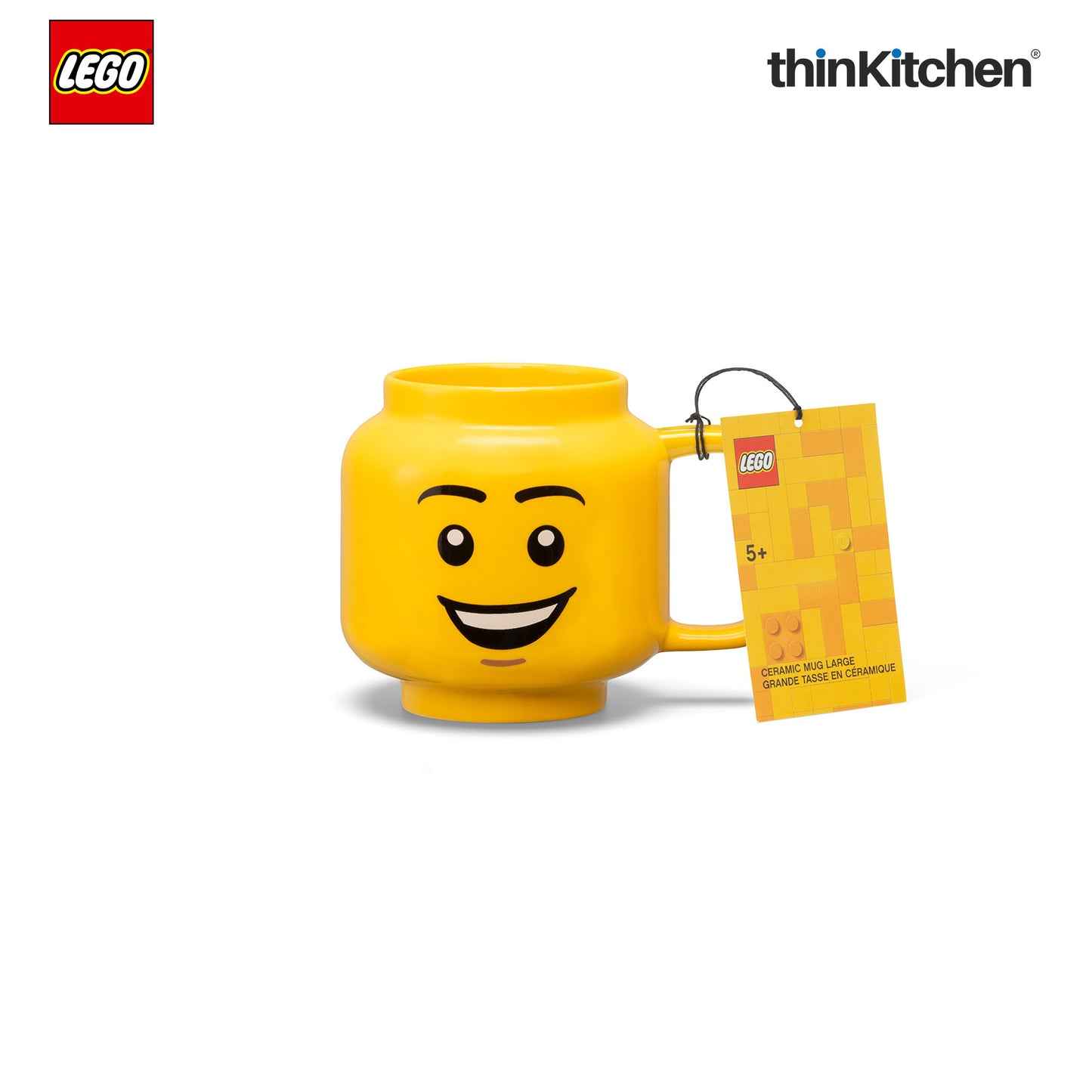 LEGO Iconic Happy Boy Ceramic Mug for Coffee, Tea, Large, 530ml | Gift Mug for Kids & Adults