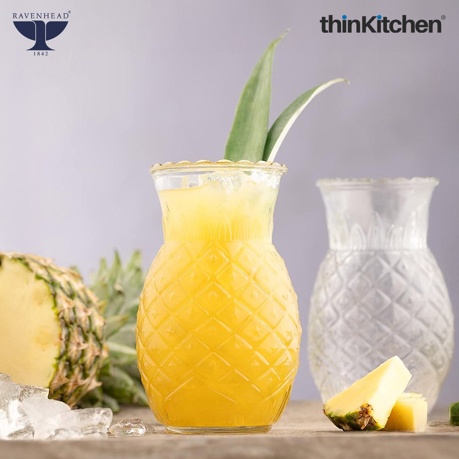 Ravenhead 4 Piece Transparent Entertain Pineapple Cocktail Glasses, 675ml each - 2