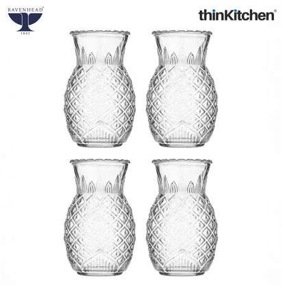 Ravenhead 4 Piece Transparent Entertain Pineapple Cocktail Glasses, 675ml each