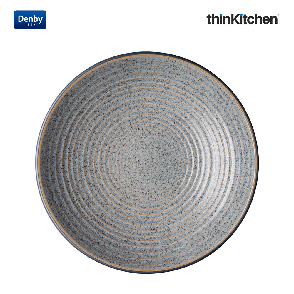 Denby 1L Premium Hancrafted Medium Ridged Bowl, Studio Grey