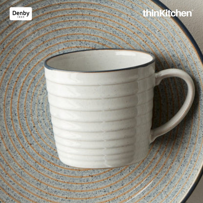 Denby Studio Grey White Ridged Mug