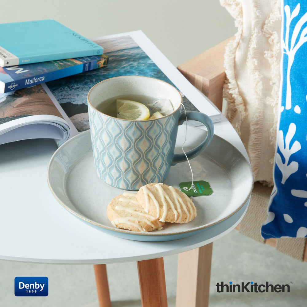 Denby 400ml Premium Handcrafted Hourglass Large Mug,  Impression Blue