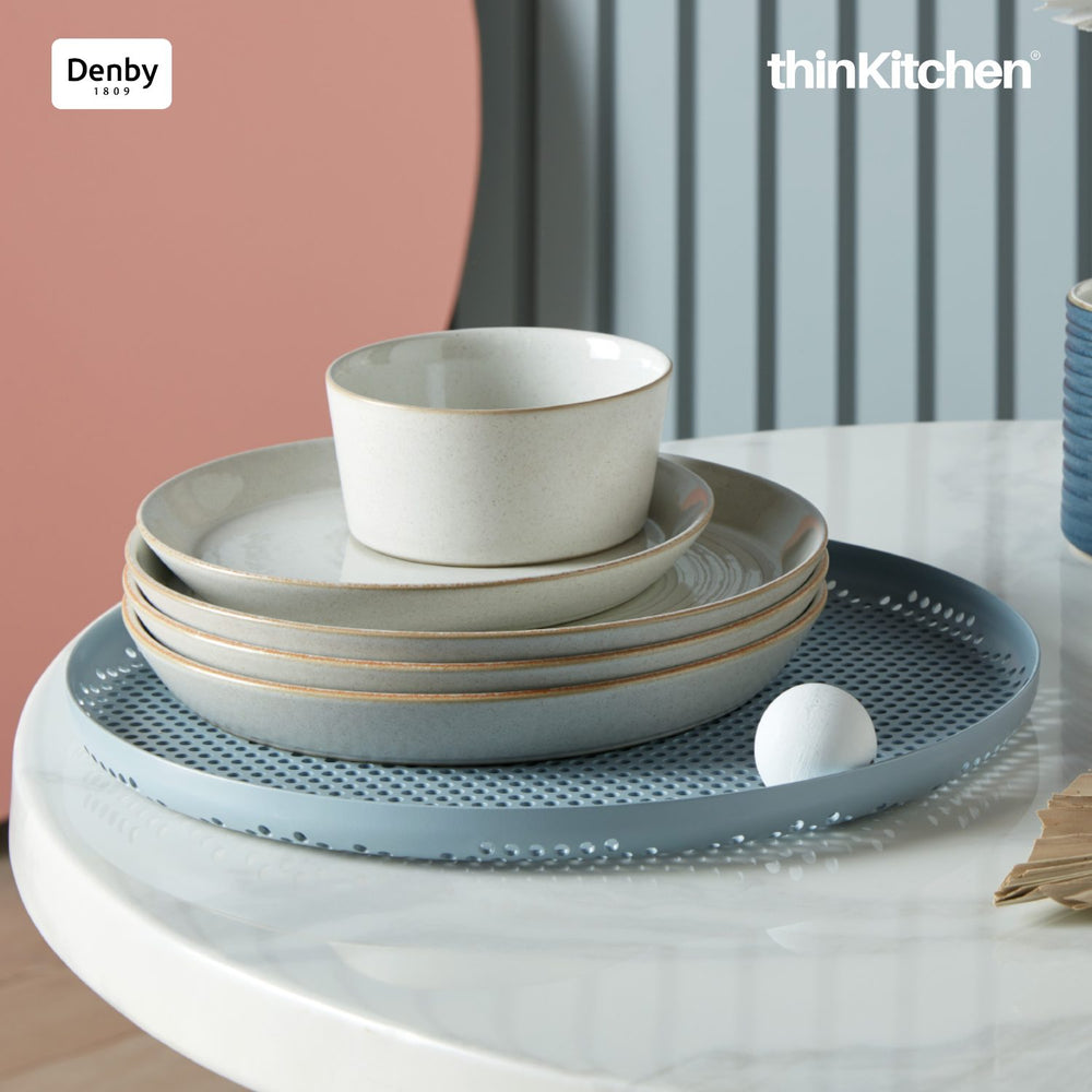 Denby 8.5" Premium Handcrafted Medium Plate,  Impression Cream