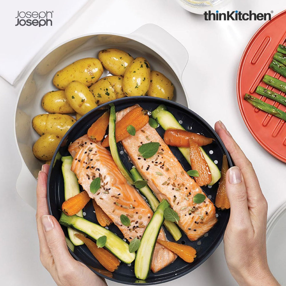 Joseph Joseph Premium M-Cuisine Microwave 4 Pcs Cooking Set, Stackable Plastic Kitchen Tools Set for Easy Meals
