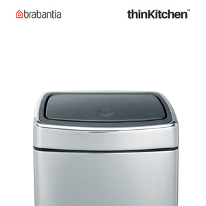 Brabantia Rectangular Touch Bin, 10 Litre, Brilliant Steel